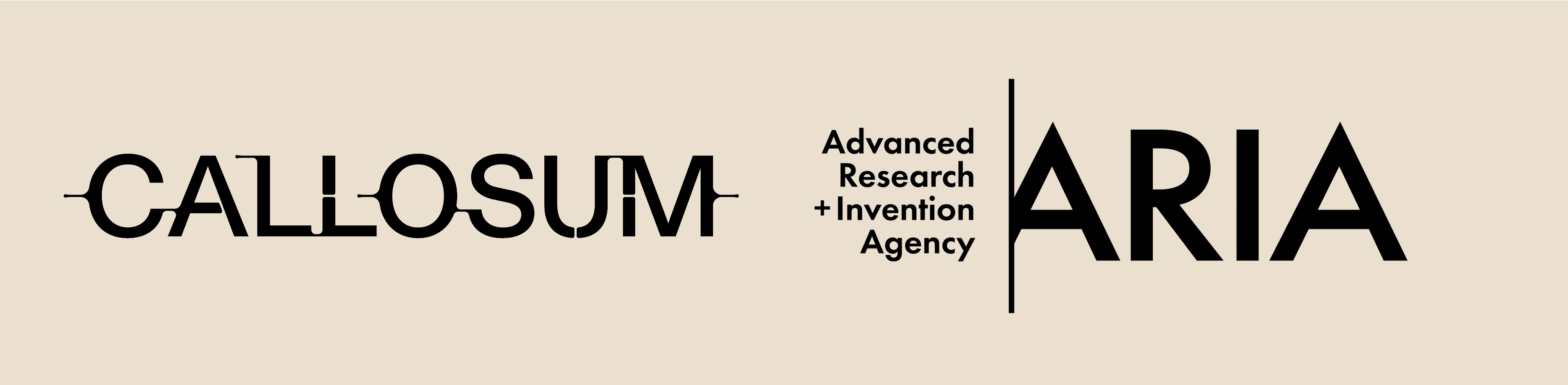 Callosum and ARIA (Advanced Research + Invention Agency) logos side by side on a beige background.